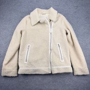 Abercrombie Kids Sherpa Fleece Jacket 15/16 Cream Full Zip Teddy Coat